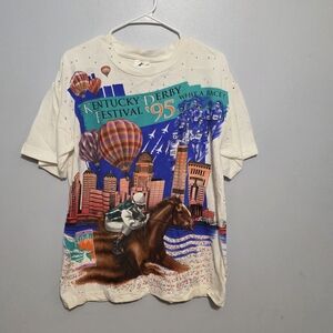 Vintage 1995 Kentucky Derby Festival Graphic Tee Mens L